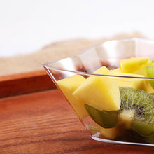 Load image into Gallery viewer, 12 Pack Clear 16oz Wave Design Plastic Square Disposable Bowl