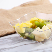 Load image into Gallery viewer, 12 Pack Clear 16oz Wave Design Plastic Square Disposable Bowl
