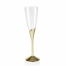 Load image into Gallery viewer, 6 Pack Gold 5oz Hard Plastic Champagne Wine Toast Flutes