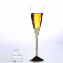 Load image into Gallery viewer, 6 Pack Gold 5oz Hard Plastic Champagne Wine Toast Flutes