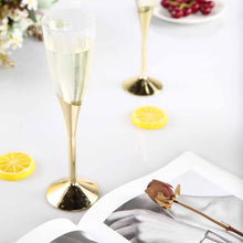 Load image into Gallery viewer, 6 Pack Gold 5oz Hard Plastic Champagne Wine Toast Flutes