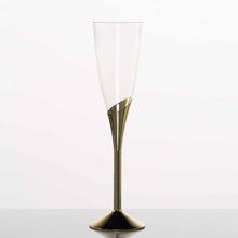 Load image into Gallery viewer, 6 Pack Gold 5oz Hard Plastic Champagne Wine Toast Flutes