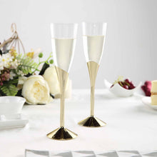 Load image into Gallery viewer, 6 Pack Gold 5oz Hard Plastic Champagne Wine Toast Flutes