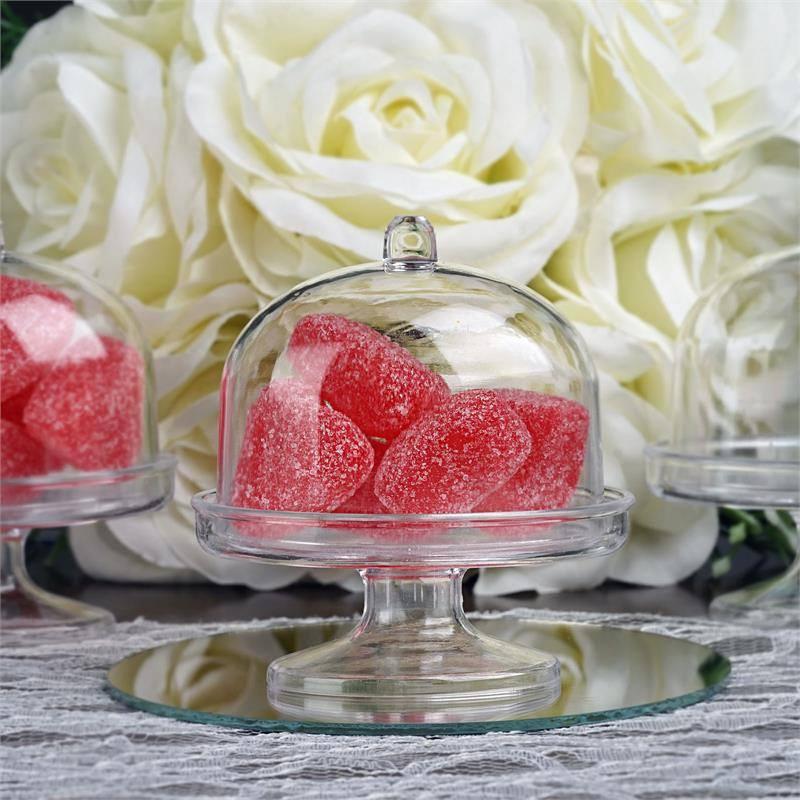 12 Pack Mini Clear Plastic Cupcake Muffin Cake Container Oval Stand