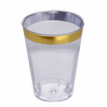 Load image into Gallery viewer, 12 Pack 7oz Gold Rimmed Chambury Plastic Disposable Glass Cup
