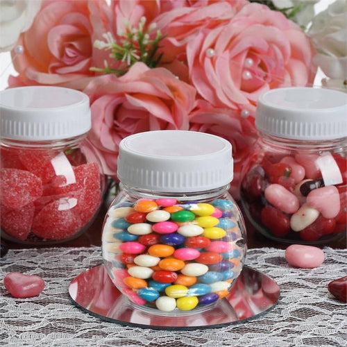 Set of 12 | 6 Oz Plastic Candy Jars Favor Container With White Caps