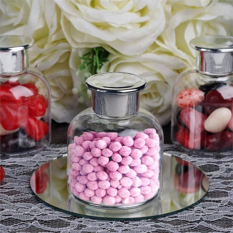 Set of 12 | 6 Oz Plastic Candy Jars Favor Container With Silver Lid