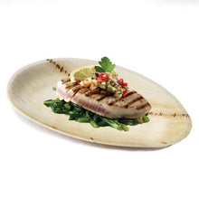 Load image into Gallery viewer, 25 Pack 10&quot; Eco-Friendly Palm Leaf Disposable Oval Serving Plates