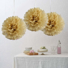 Load image into Gallery viewer, 12 Pack 10&quot; Champagne Paper Tissue Fluffy Pom Pom Flower Balls