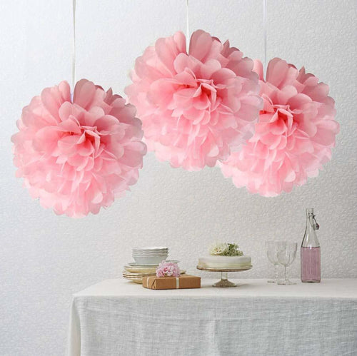 12 Pack 10" Pink Paper Tissue Fluffy Pom Pom Flower Balls
