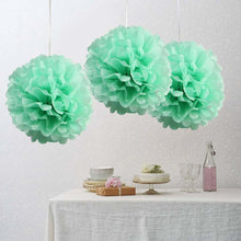 Load image into Gallery viewer, 12 Pack 10&quot; Tea Green Paper Tissue Fluffy Pom Pom Flower Balls