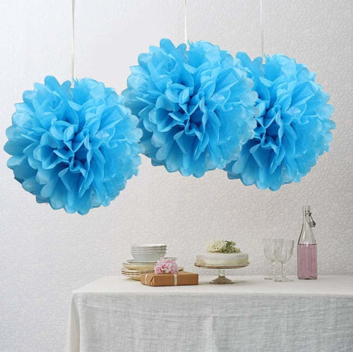 12 Pack 10" Turquoise Paper Tissue Fluffy Pom Pom Flower Balls