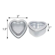 Load image into Gallery viewer, 10 Pack Silver Heart Favor Tins With Clear Lid