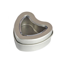Load image into Gallery viewer, 10 Pack Silver Heart Favor Tins With Clear Lid