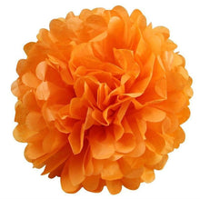 Load image into Gallery viewer, 12 Pack 10&quot; Orange Paper Tissue Fluffy Pom Pom Flower Balls