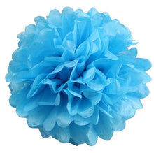 Load image into Gallery viewer, 12 Pack 10&quot; Turquoise Paper Tissue Fluffy Pom Pom Flower Balls